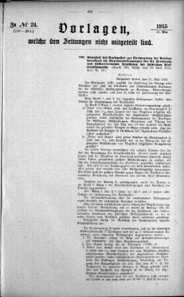 Anlage: zu No.24 (259-268), Vorlagen, welche den Zeitungen nicht mitgeteilt sind