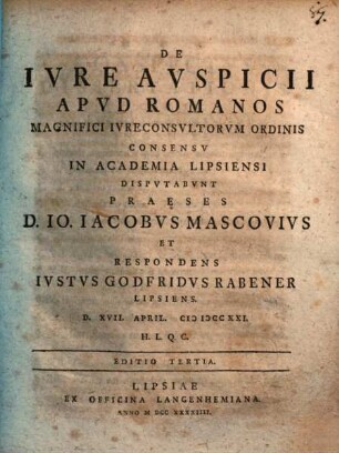 De Ivre Avspicii Apvd Romanos