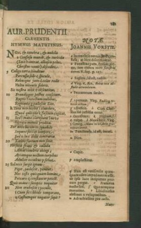 Aur. Prudentii Clementis Hymnus Matutinus. Notae Joannis Vorstii.