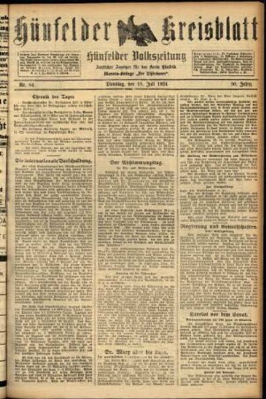 Ausgabe vom Dienstag, den 15. Juli 1924.