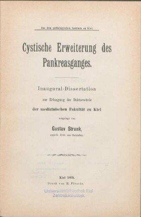 Cystische Erweiterung des Pankreasganges