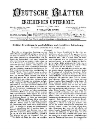 Sittliche Grundfragen in geschichtlicher und christlicher Beleutung : (Fortsetzung)