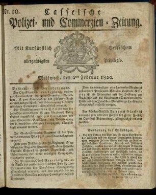 Nr. 10, Mittwoch, den 2ten Februar 1820