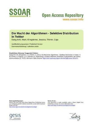 Die Macht der Algorithmen - Selektive Distribution in Twitter