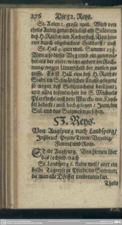 53. Reys. Von Augspurg nach Landsperg, Inßbruck, Pozen, Trient, Venedig, Florentz und Rom