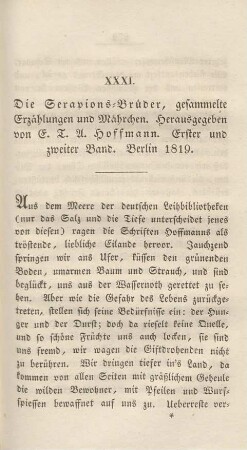 XXXI. Die Serapions-Brüder - XXXVI. Les diners du Baron d'Holbach