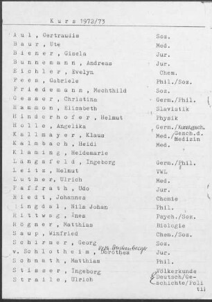 Kurs 1972/73
