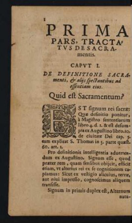 Prima Pars, Tractatus De Sacramentis