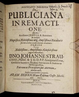 Disputatio Iuridica De Publiciana In Rem Actione