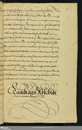 Landtags Abschidt Anno 1589
