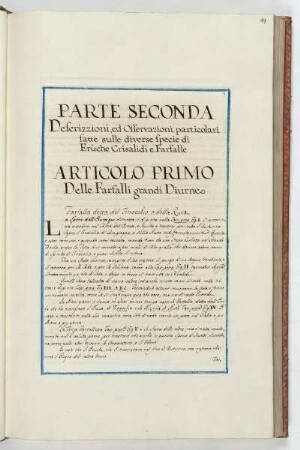 Articolo primo. Delle farfalli grandi diurne