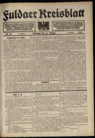Ausgabe vom Dienstag, den 21. Januar 1913.