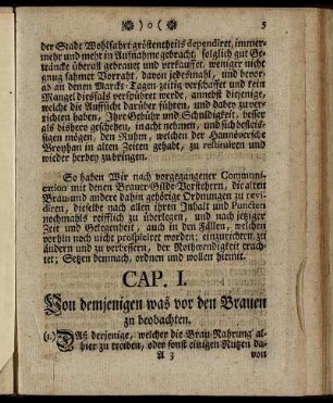 Cap. I. Von demjenigen was vor den Brauen zu beobachten.