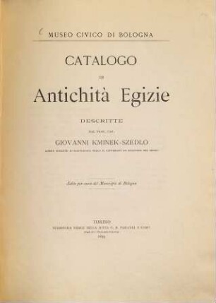 Catalogo di Antichità Egizie