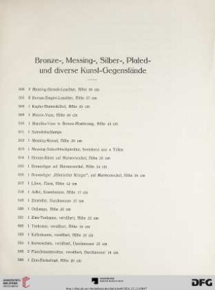 Bronze-, Messing-, Silber-, Plated- und diverse Kunst-Gegenstände (Nr. 506-540)