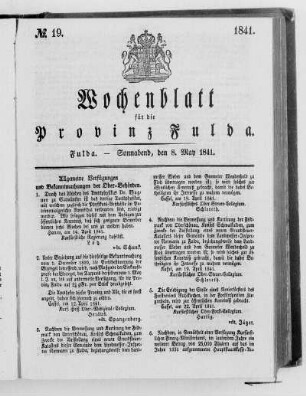 Nr. 19, Ausgabe vom 8. Mai 1841