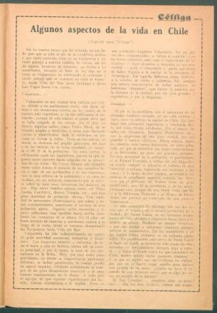 Algunos aspectos de la vida en Chile