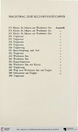 Nachtrag zum Bilderverzeichnis (Nr. 273-290)