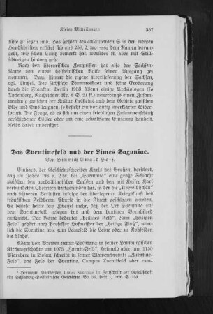 Das Sventinefeld und der Limes Saxoniae