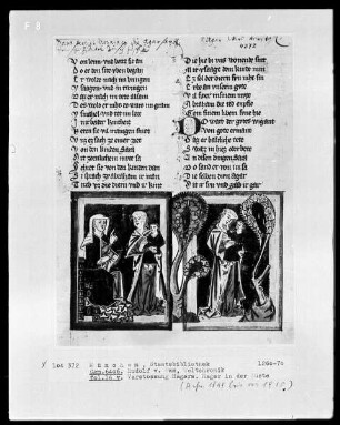 Rudolf von Ems, Weltchronik — Buchseite mit zwei Miniaturen, Folio 16verso