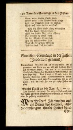 Am ersten Sonntage in der Fasten (Invocavit genannt)