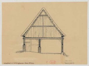 Hilferinghausen (Kreis Altena): [Hof Ossenberg]. Schafstall (Seitenansicht)