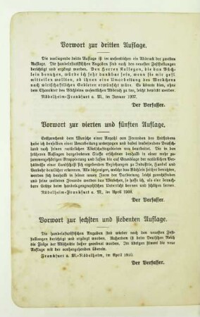 Vorwort zur dritten Auflage. Vorwort zur vierten und fünften Auflage. Vorwort zur sechsten und siebenten Auflage