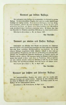 Vorwort zur dritten Auflage. Vorwort zur vierten und fünften Auflage. Vorwort zur sechsten und siebenten Auflage