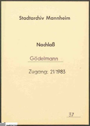 Carl J. H. Villinger (Worms) an Johanna Gödelmann