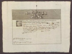 Studienzeugnisse des Grafen Clemens Joseph von Manderscheid-Blankenheim aus Rom.