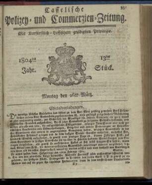 13tes Stueck, Montag den 26ten Maerz 1804