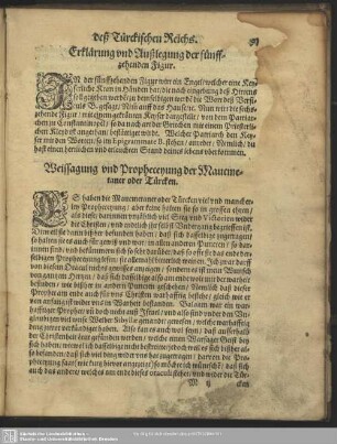 Weissagung und Propheceyung der Maucmetaner oder Türcken