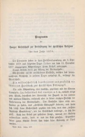 375-381 Programm der Haager Gesellschaft zur Verteidigung der christlichen Religion für das Jahr 1878