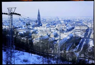 Freiburg: [Blick vom Schlossberg auf Schlossbergbahn und Münster]