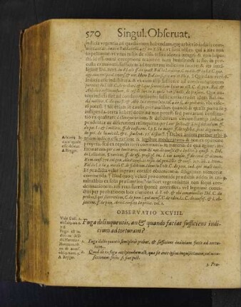 Observatio XCVIII. Fuga delinquentis, an et quando faciat sufficiens indicium ad torturam?