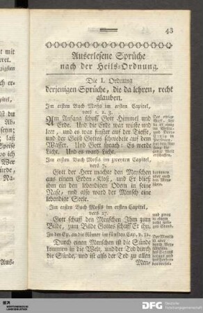 Auserlesene Sprüche nach der Heils-Ordnung.