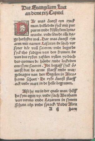 Dat Euangelium Luce an deme xvj.Capitel