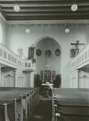 Langenberg, Evangelische Pfarrkirche, Inneres, Blick nach Osten zum Altar
