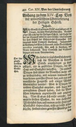 Anhang zu dem XIV. Cap. Von der unverfälschten Uberlieferung der Heiligen Schrift.