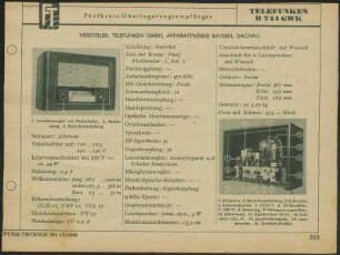 Schaltbild: Telefunken B 744 GWK