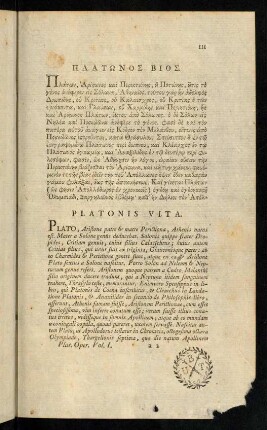 III-LX, Platonis Vita.