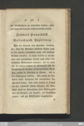 Zehntes Hauptstück. Gottesdienst. Abgötterey.