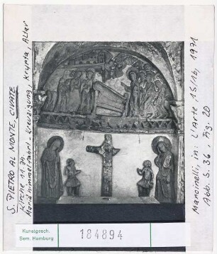 Civate: San Pietro, Krypta, Altar, Kreuzigung, Marientod