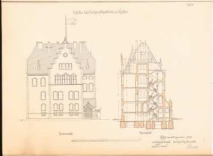 Amtsgericht, Cochem: Vorderansicht und Querschnitt