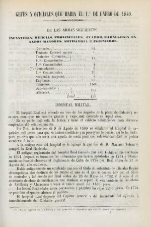 Gefes y oficiales que habia el 1. enero de 1849