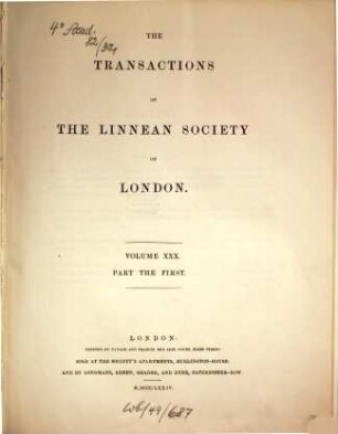 The transactions of the Linnean Society of London. 30. 1875/76