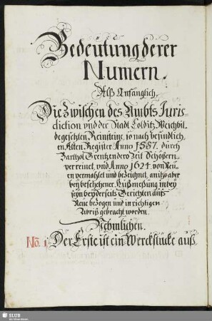 Bedeutung derer Numern.