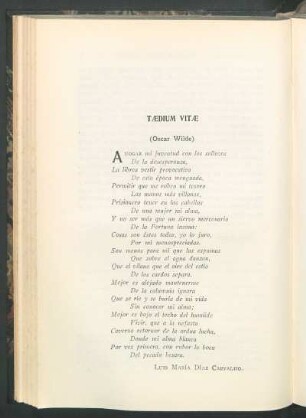 TÆDIUM VITÆ : (Oscar Wilde)