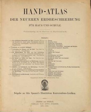 Hand-Atlas der neueren Erdbeschreibung für Haus und Schule : Beigabe zu Otto Spamer's Illustrirtem Konversations-Lexikon