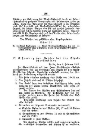 Ersparung von Papier bei den Schulschreibheften : [C. Allgemeine Angelegenheiten der Unterrichtsanstalten]